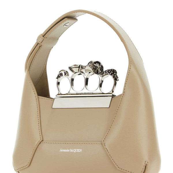 Alexander Mcqueen Women Sand Leather Mini Jewelled Hobo Handbag