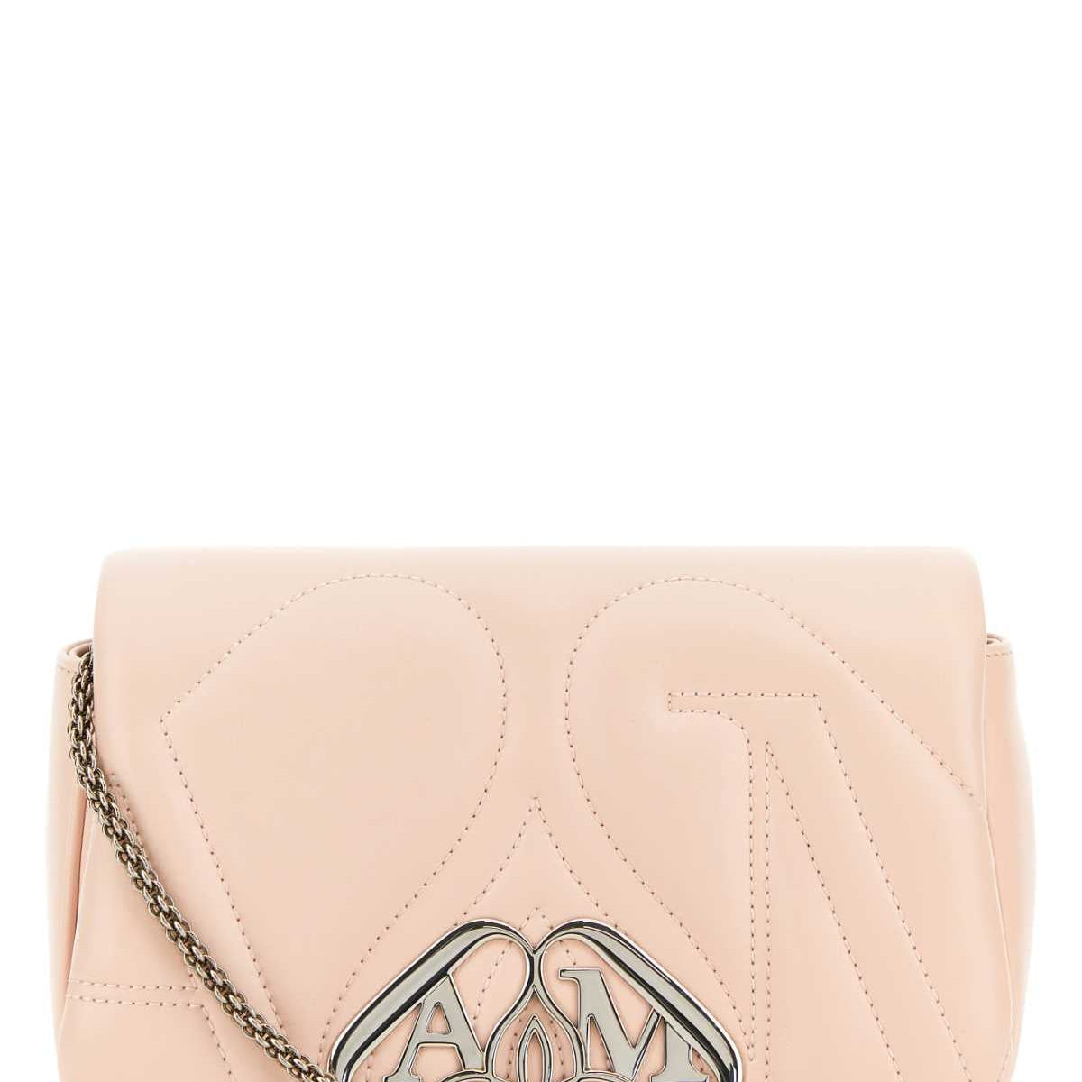 Alexander Mcqueen Women Pastel Pink Leather Mini Seal Clutch