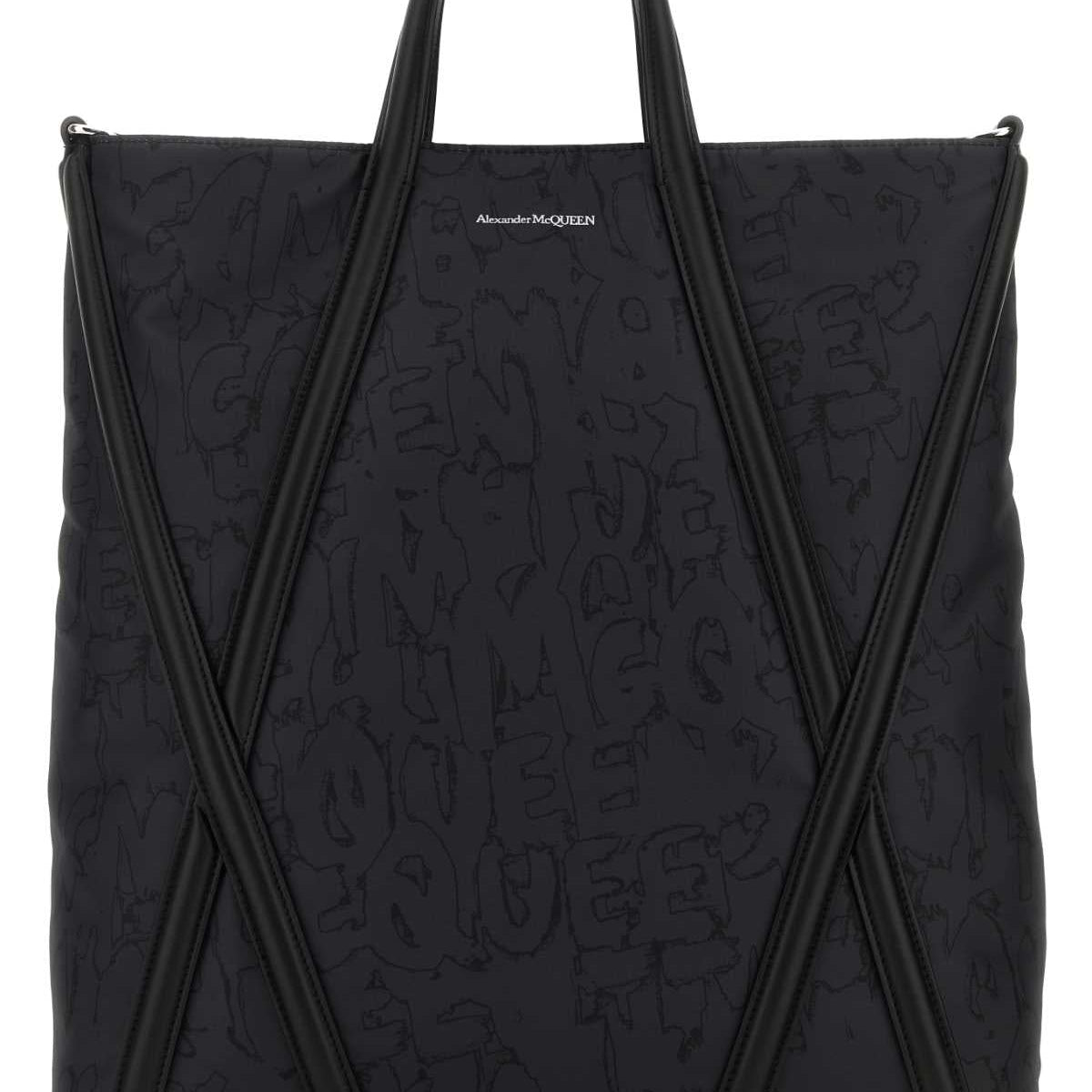 Alexander Mcqueen Men Black Nylon The Harness Shopping Bag