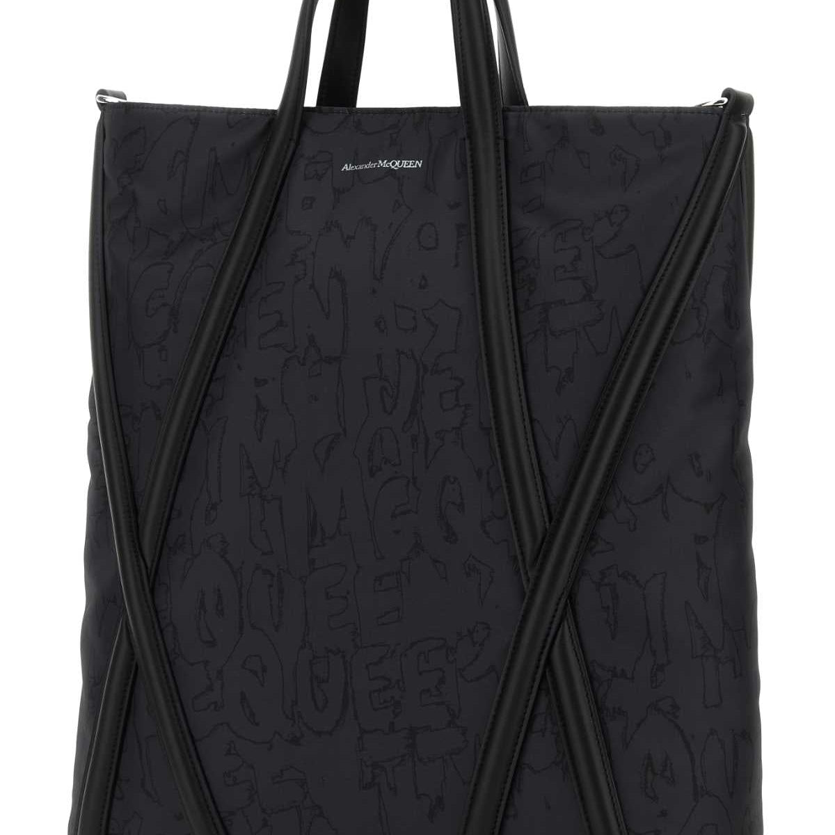 Alexander Mcqueen Men Black Nylon The Harness Shopping Bag