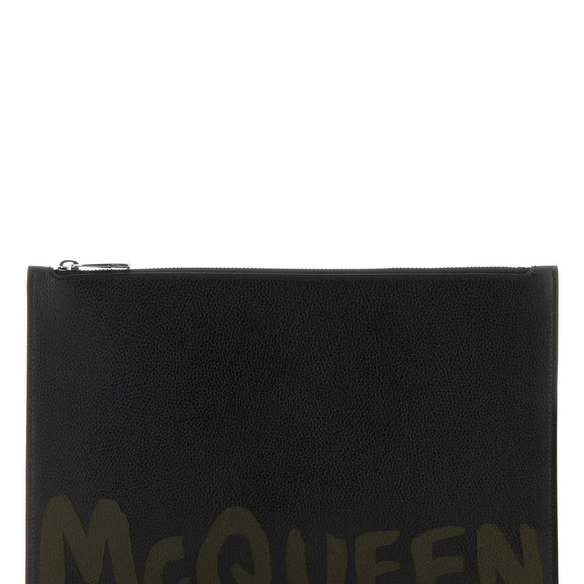 Alexander Mcqueen Men Black Leather Clutch