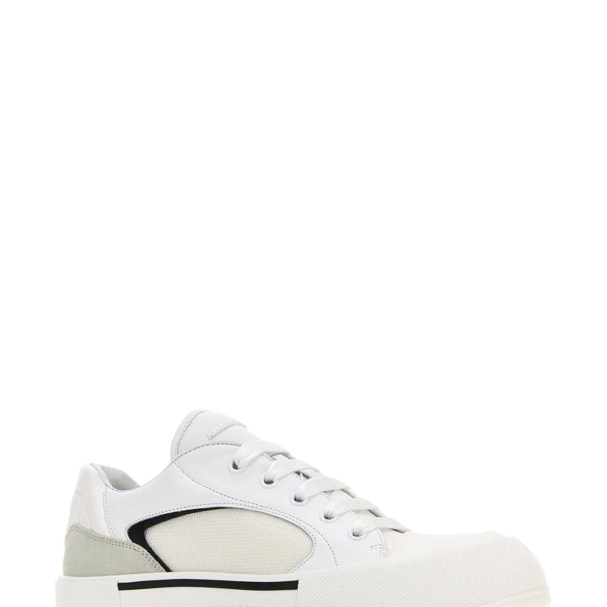 Alexander Mcqueen Men White Canvas And Leather Plimsoll Sneakers