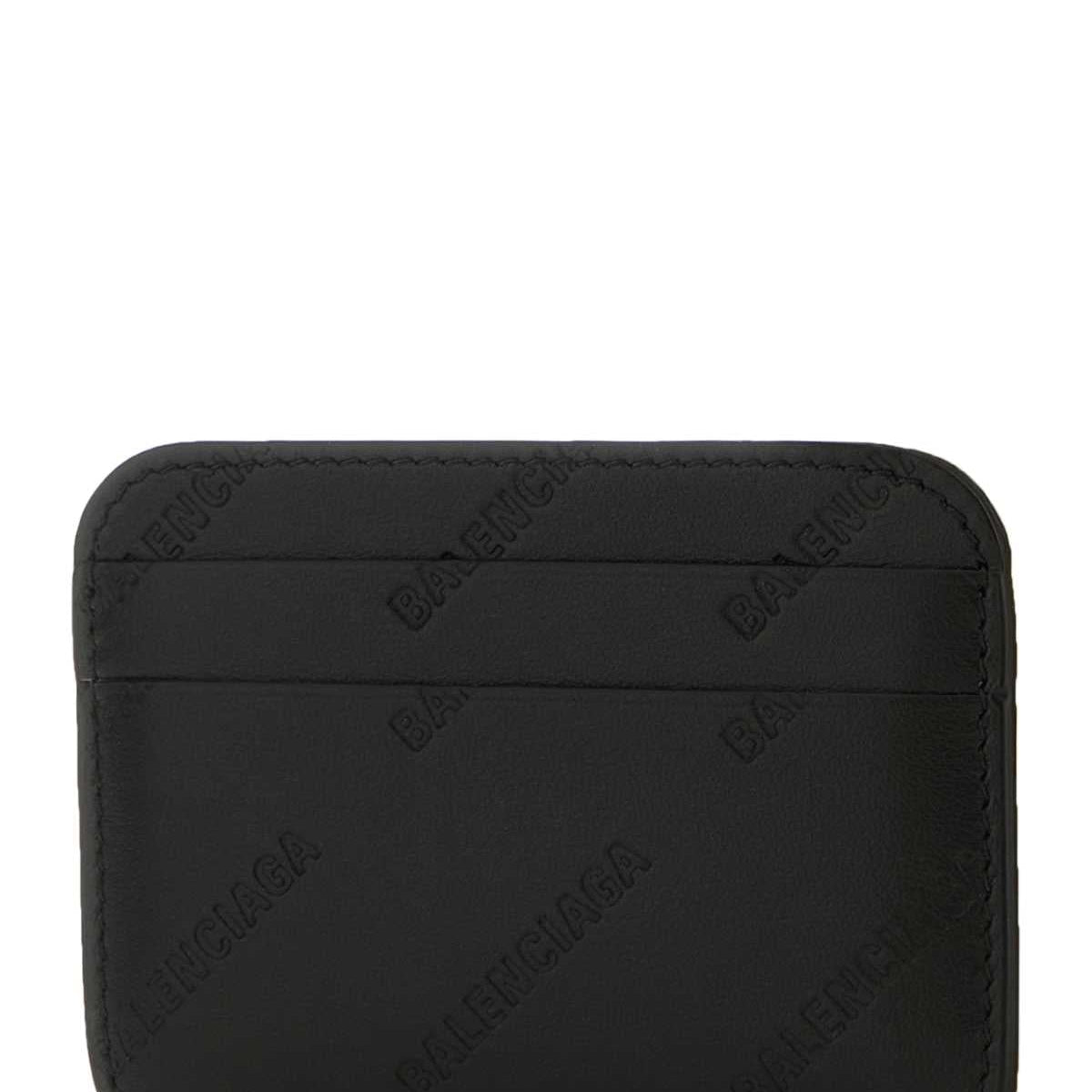 Balenciaga Women Black Leather Card Holder