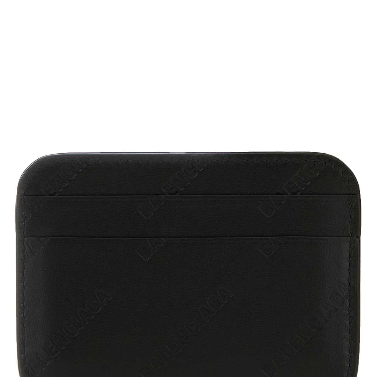 Balenciaga Women Black Leather Card Holder