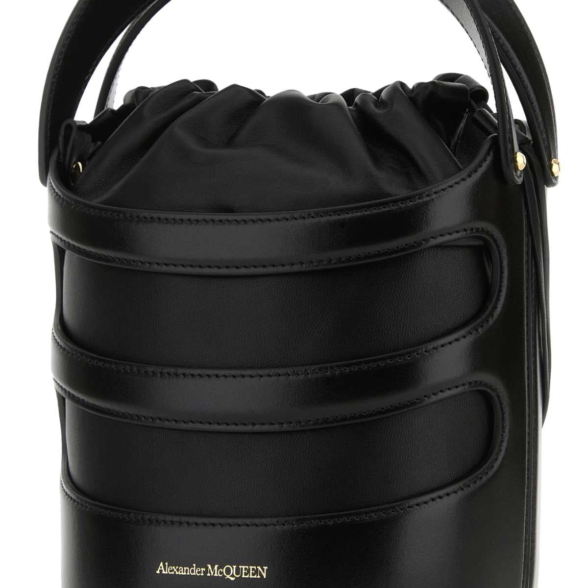 Alexander Mcqueen Women Black Leather The Rise Bucket Bag