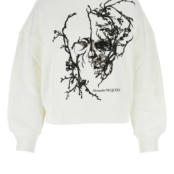 Alexander Mcqueen Women White Cotton Sweatshirt