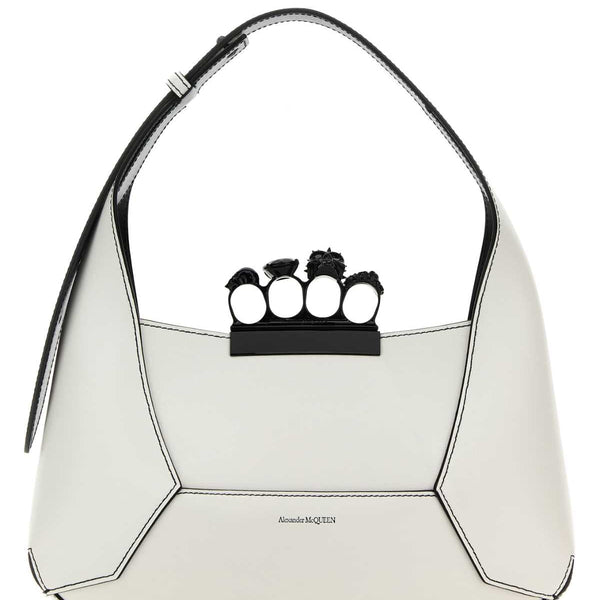 Alexander Mcqueen Women White Leather Jewelled Hobo Handbag