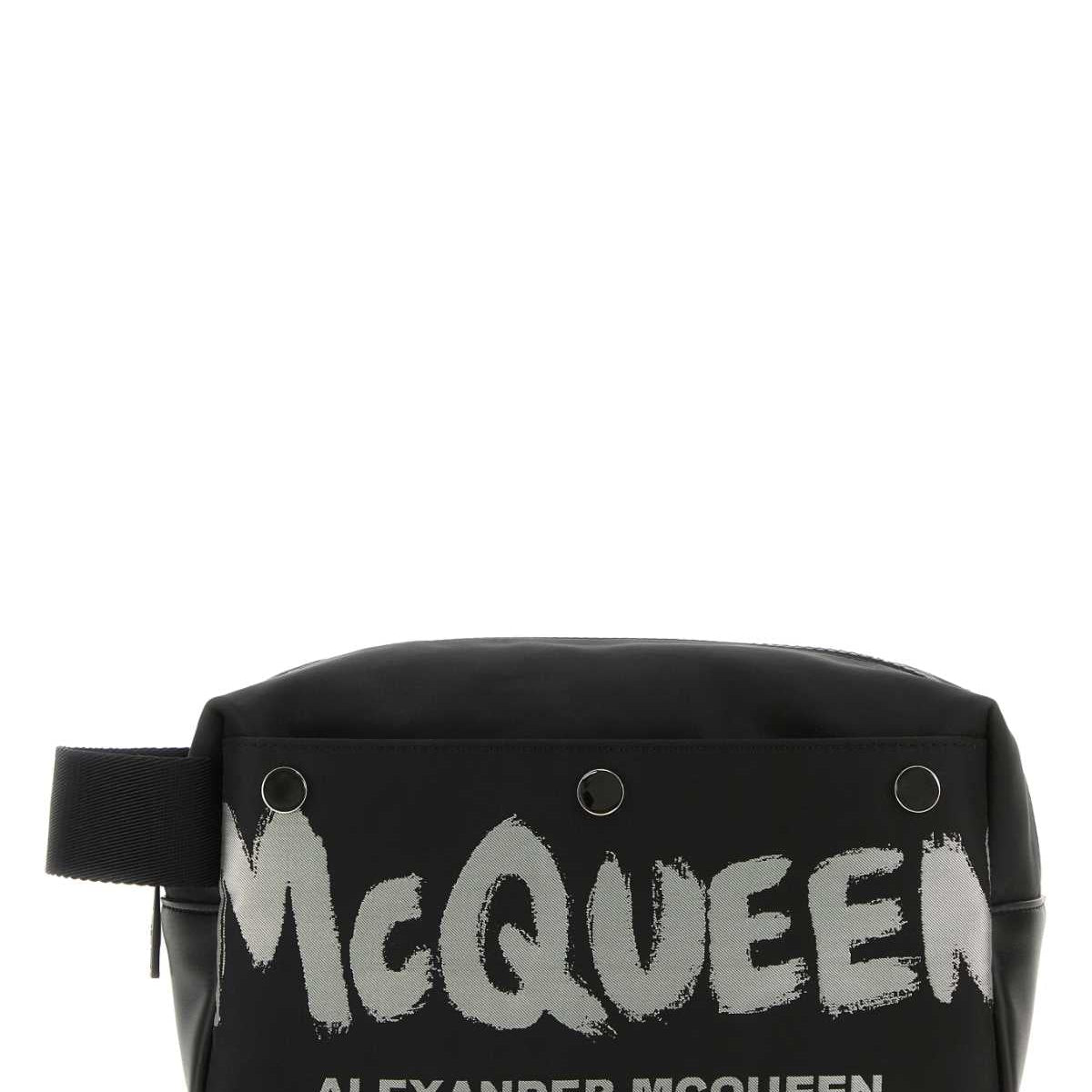 Alexander Mcqueen Men Black Fabric Mcqueen Graffiti Beauty Case