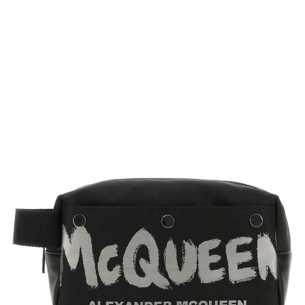 Alexander Mcqueen Men Black Fabric Mcqueen Graffiti Beauty Case