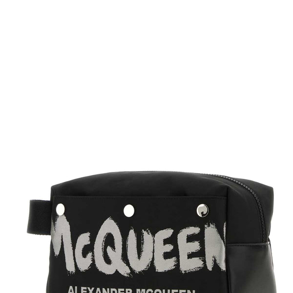 Alexander Mcqueen Men Black Fabric Mcqueen Graffiti Beauty Case