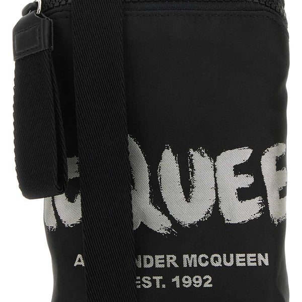 Alexander Mcqueen Men Black Fabric Mcqueen Graffiti Crossbody Bag