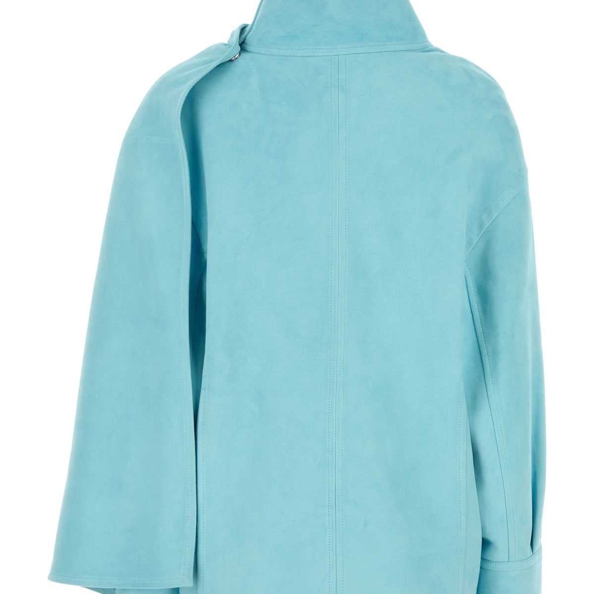 Bottega Veneta Women Light Blue Leather Blouse
