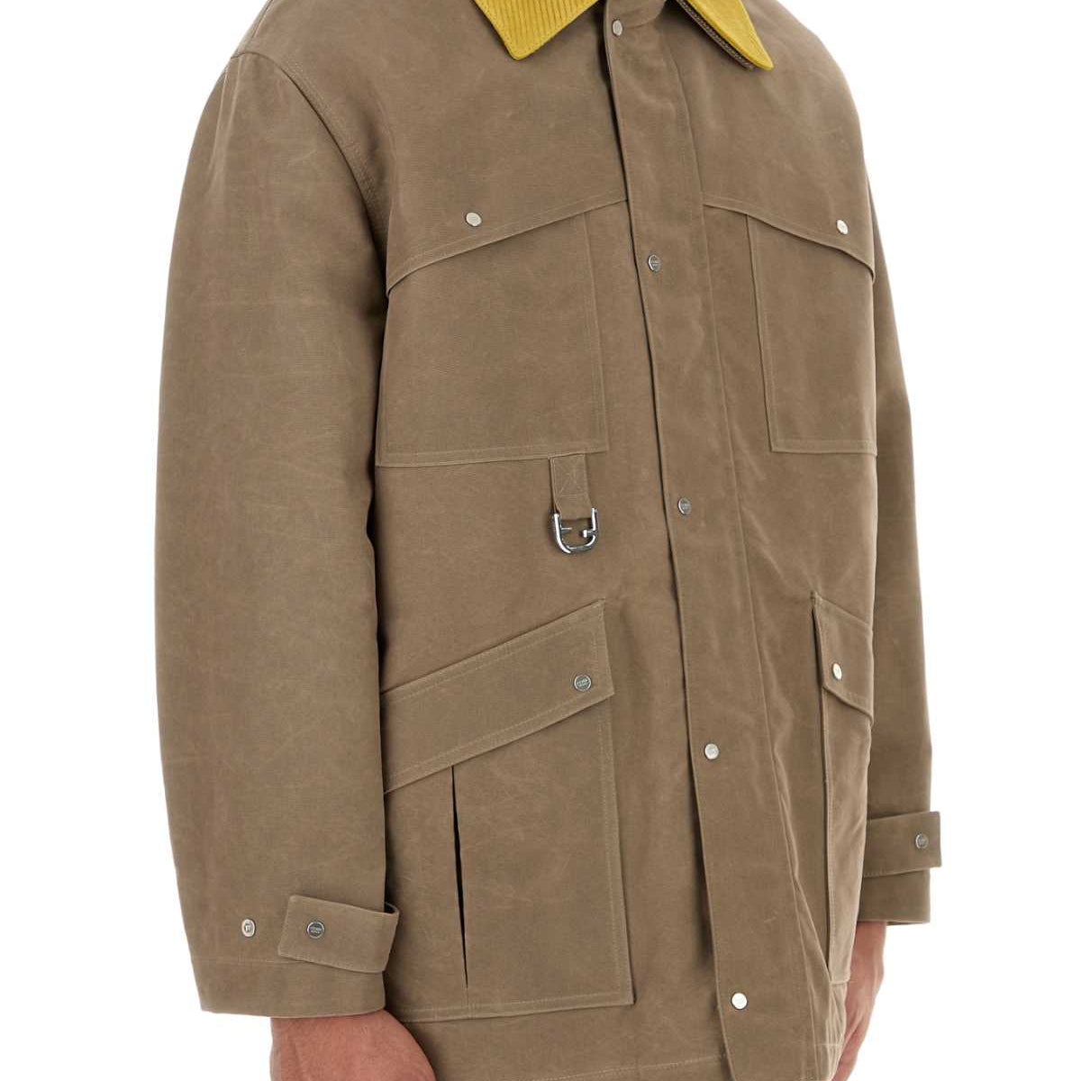 Fendi Men Cappuccino Canvas Coat