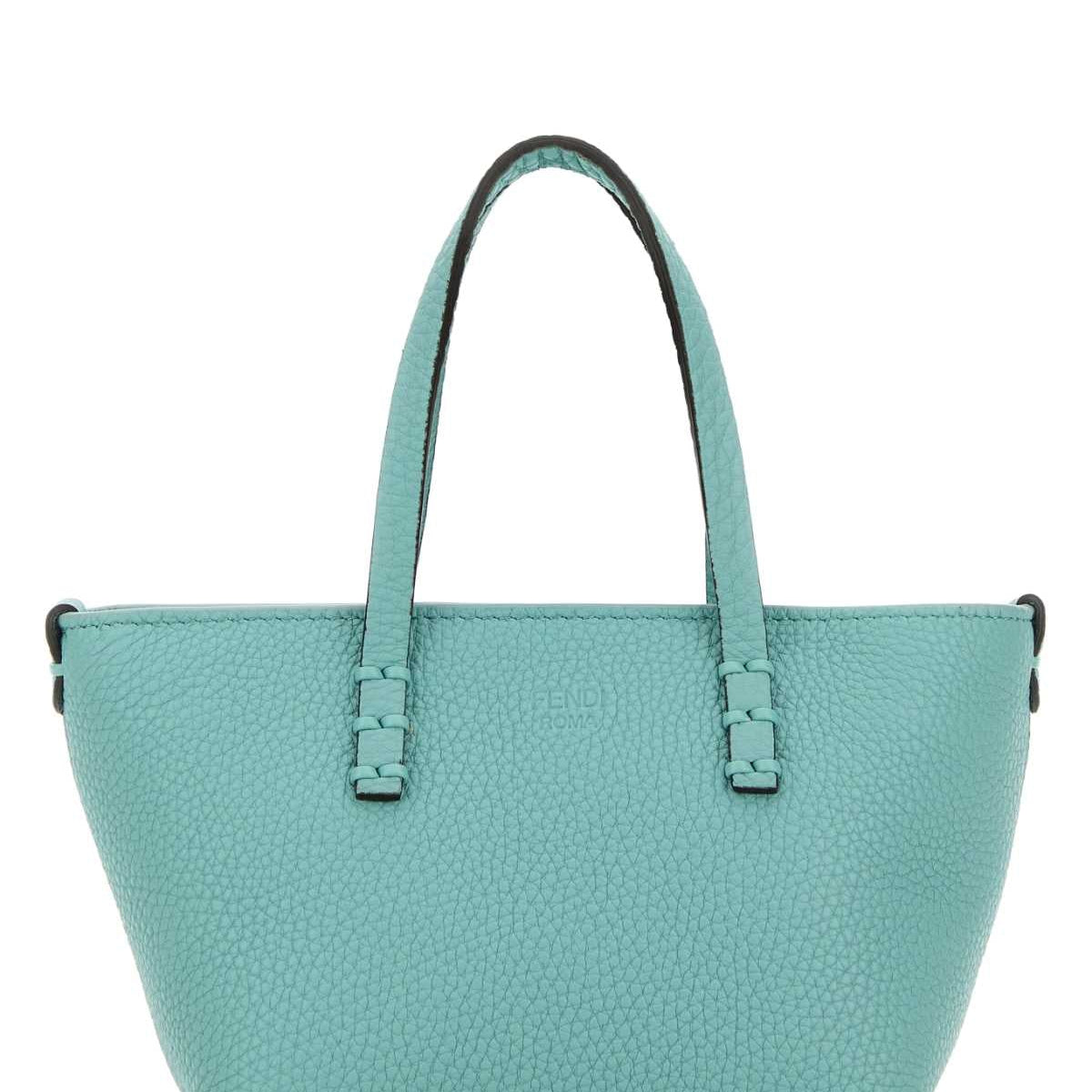 Fendi Women Light Blue Leather Mini Roll Handbag