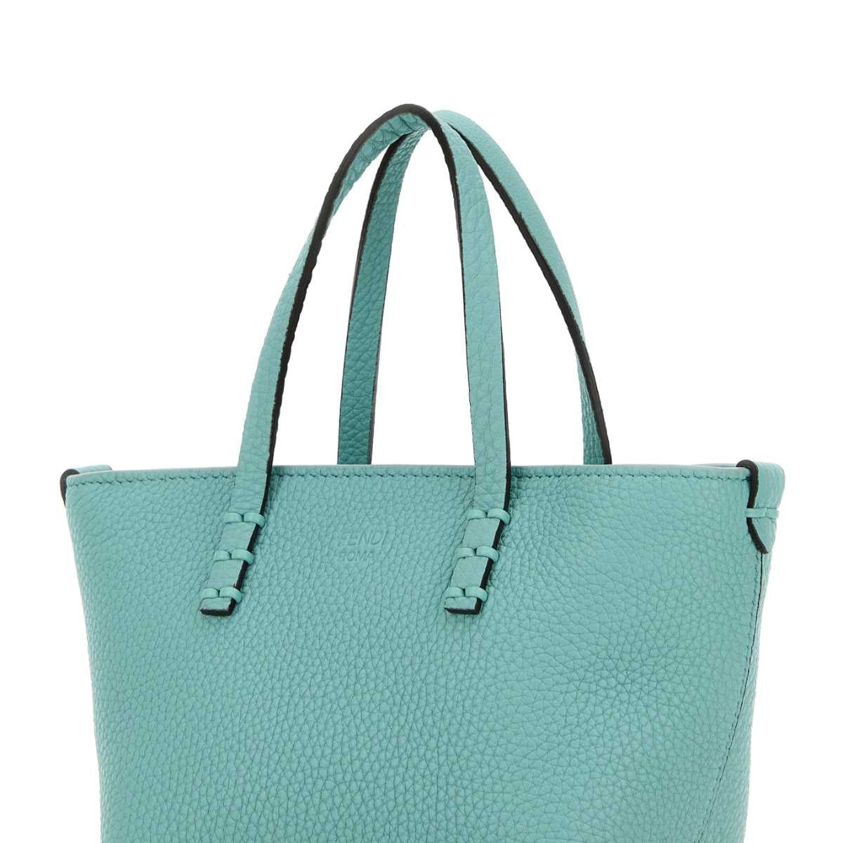 Fendi Women Light Blue Leather Mini Roll Handbag