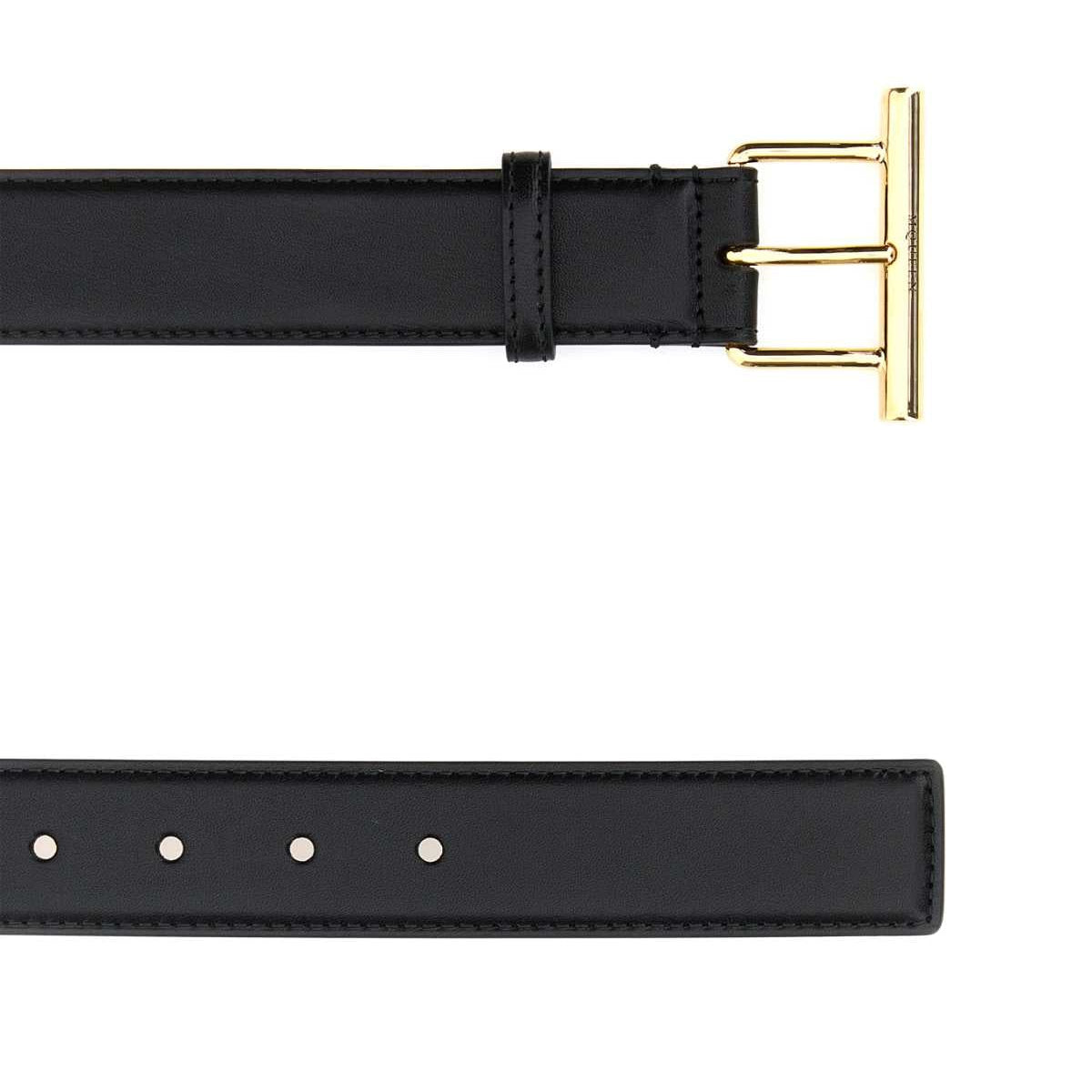 Alexander Mcqueen Women Black Leather Belt