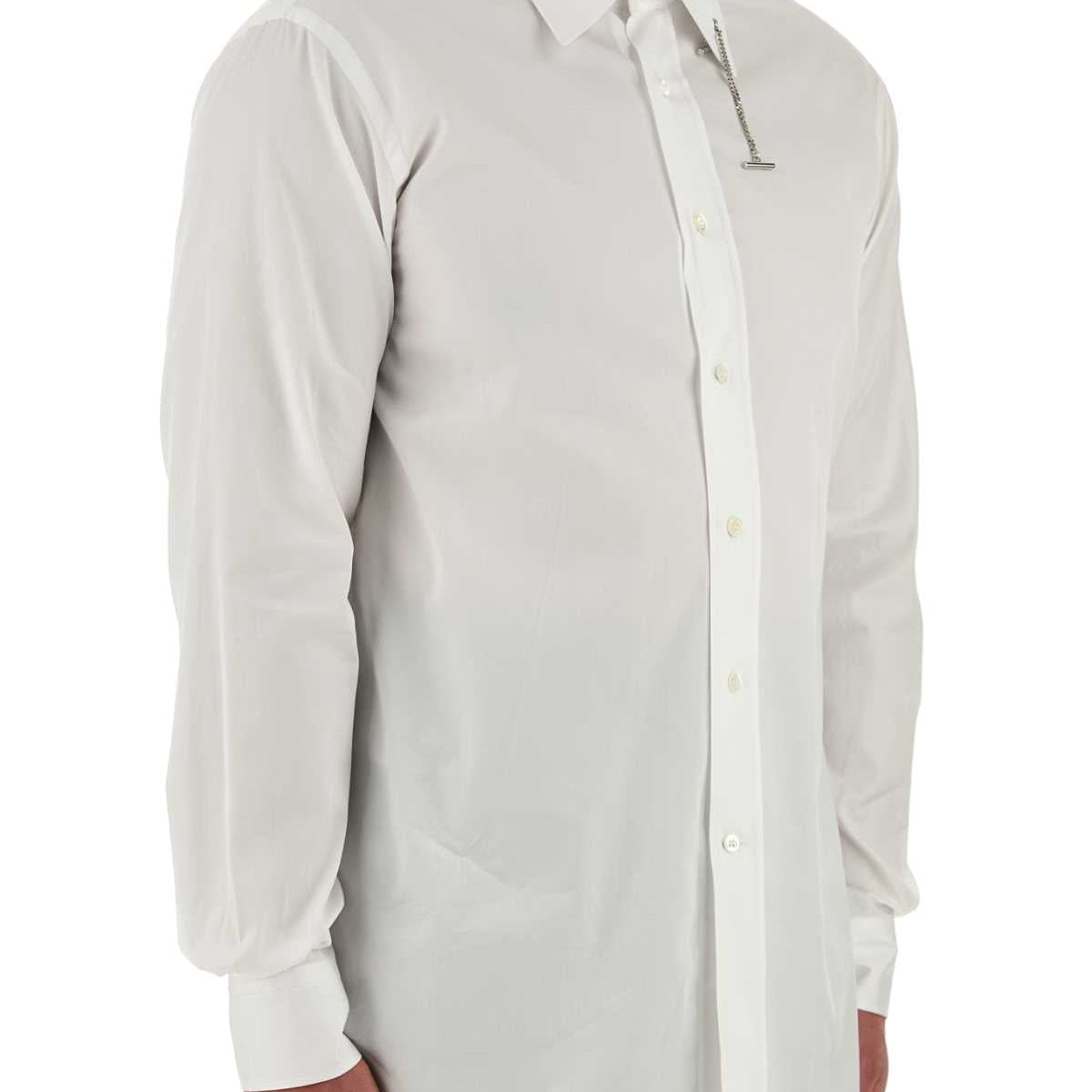 Alexander Mcqueen Men White Poplin Shirt