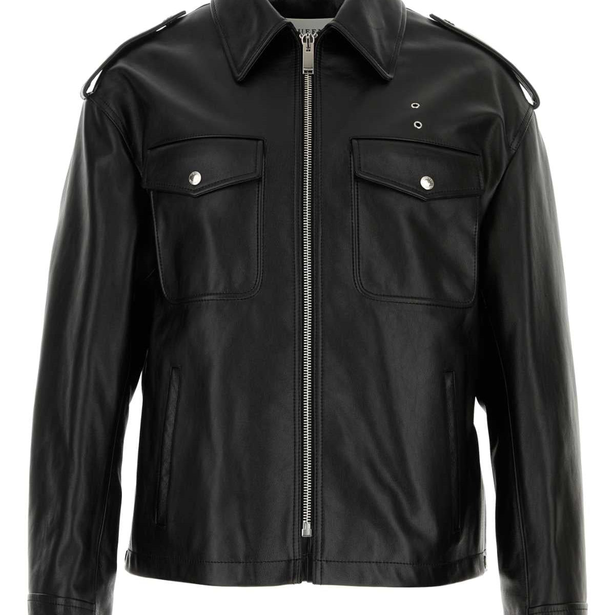 Alexander Mcqueen Men Black Leather Jacket