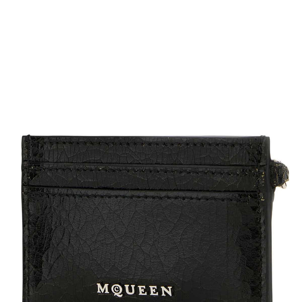Alexander Mcqueen Men Black Leather Card Holder