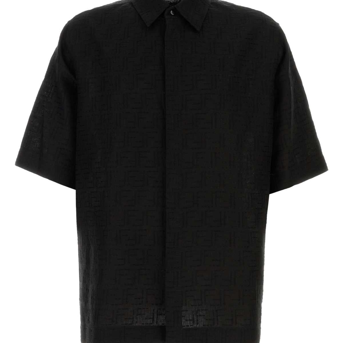 Fendi Men Black Linen Blend Shirt