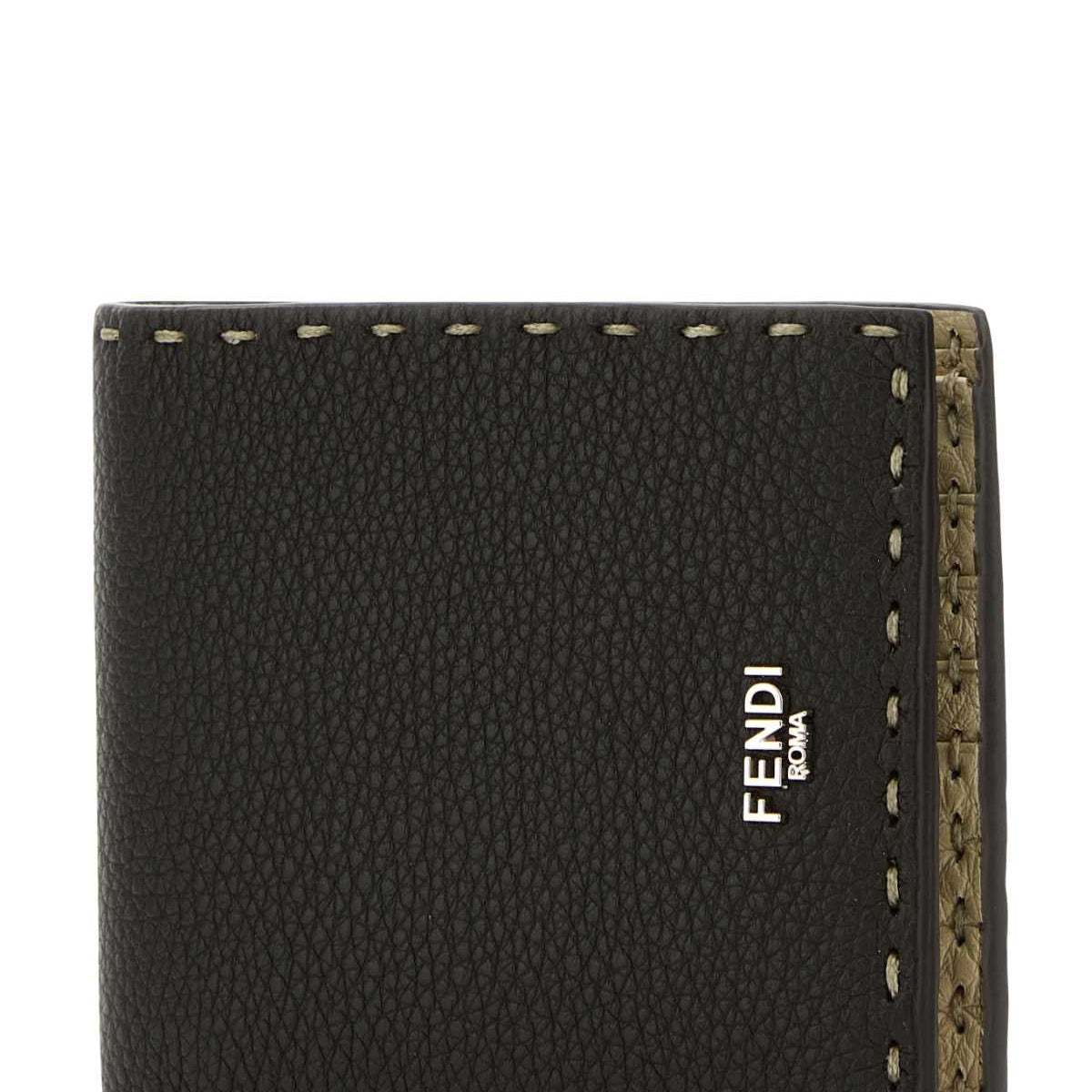 Fendi Men Dark Brown Leather Selleria Wallet