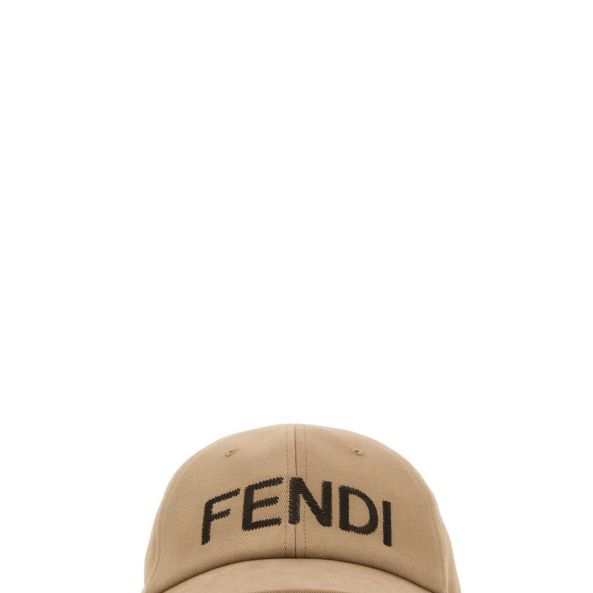 Fendi Men Camel Stretch Cotton Baseball Cap