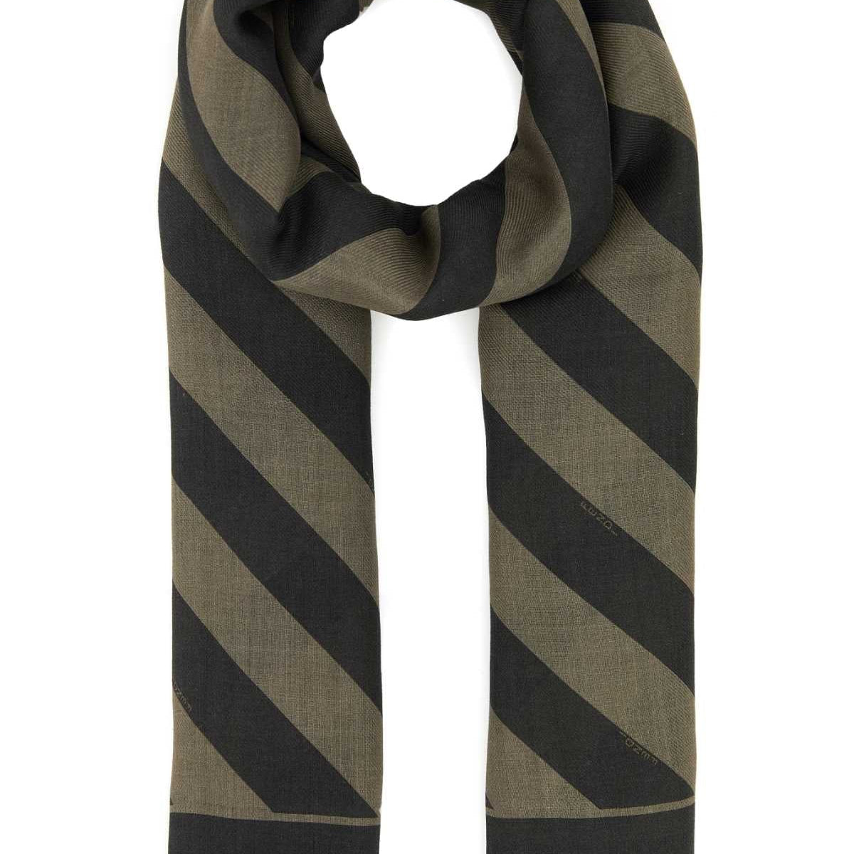 Fendi Men Embroidered Wool And Linen Scarf