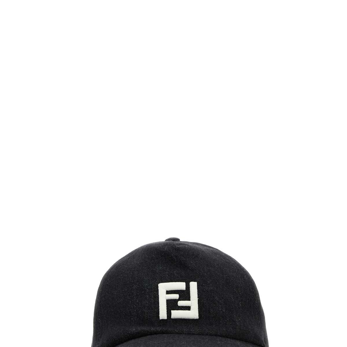 Fendi Men Black Denim Baseball Cap