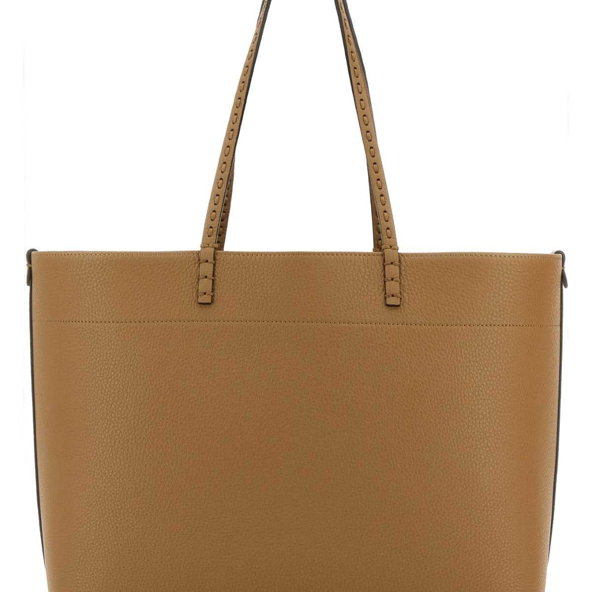 Fendi Women Camel Leather Roll Shopping Bag