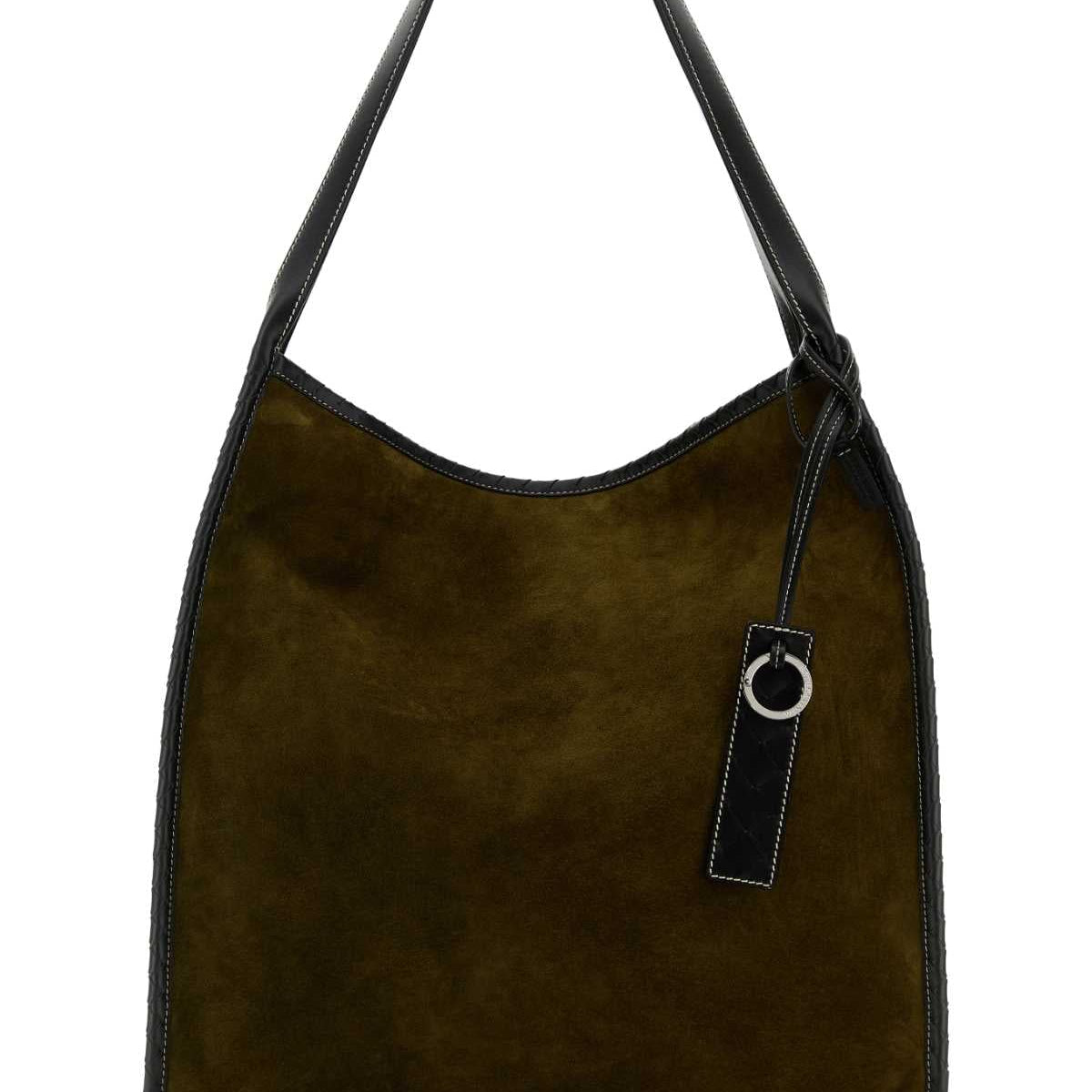 Bottega Veneta Men Army Green Suede Corriere Shopping Bag