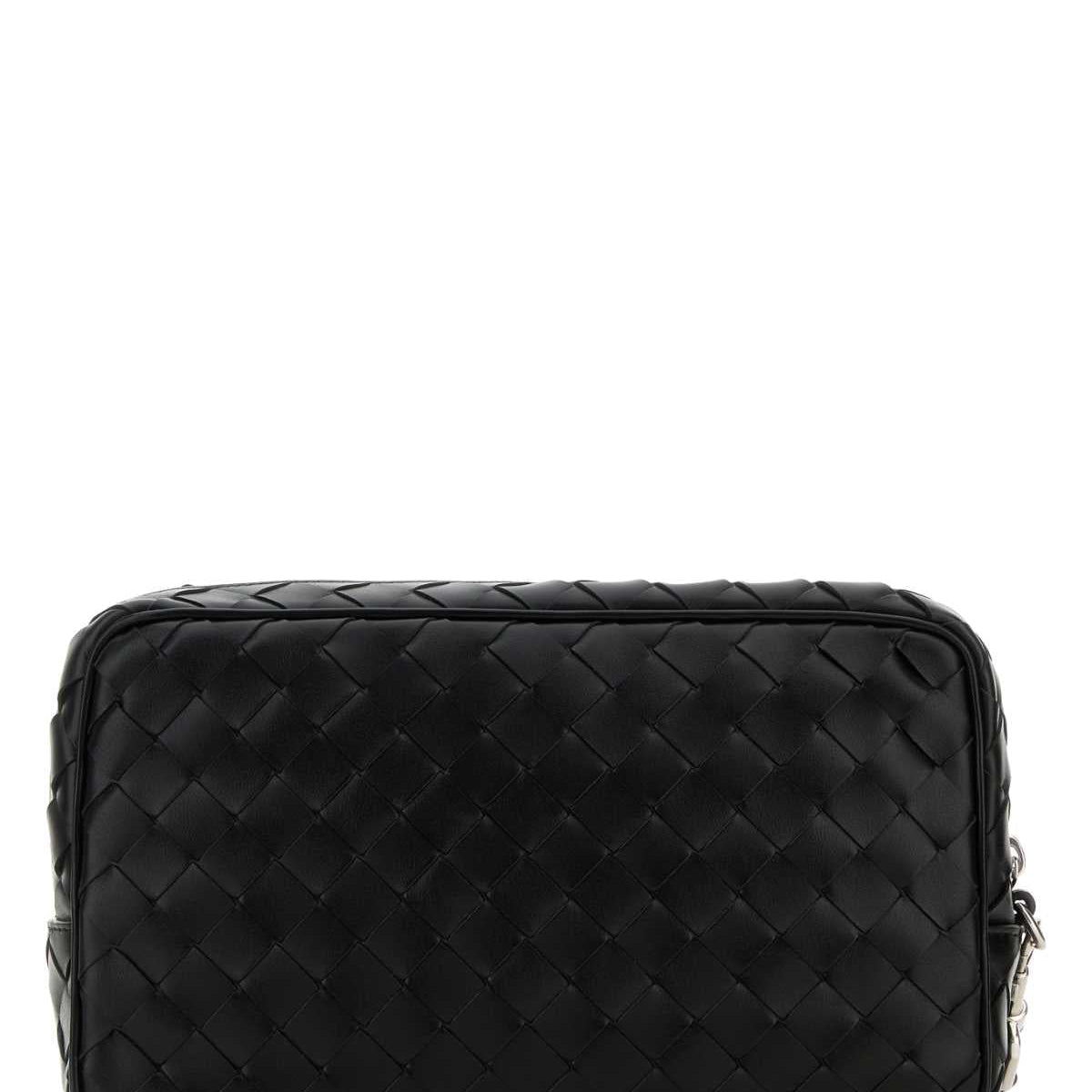 Bottega Veneta Men Black Leather Intrecciato Clutch