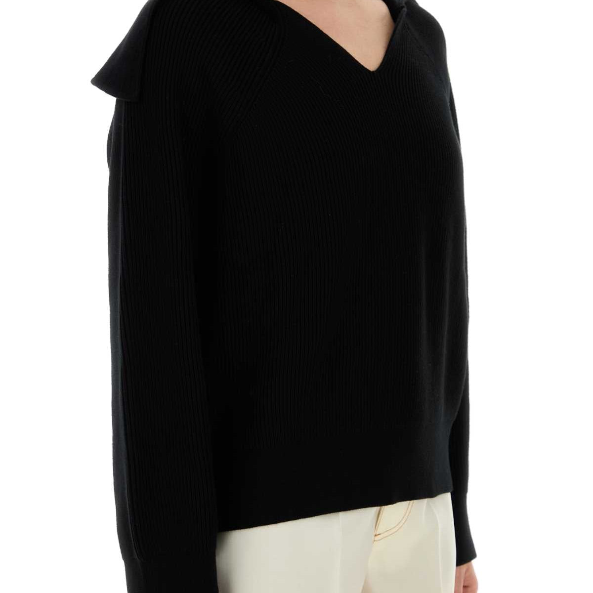 Bottega Veneta Women Black Stretch Cotton Blend Polo Shirt