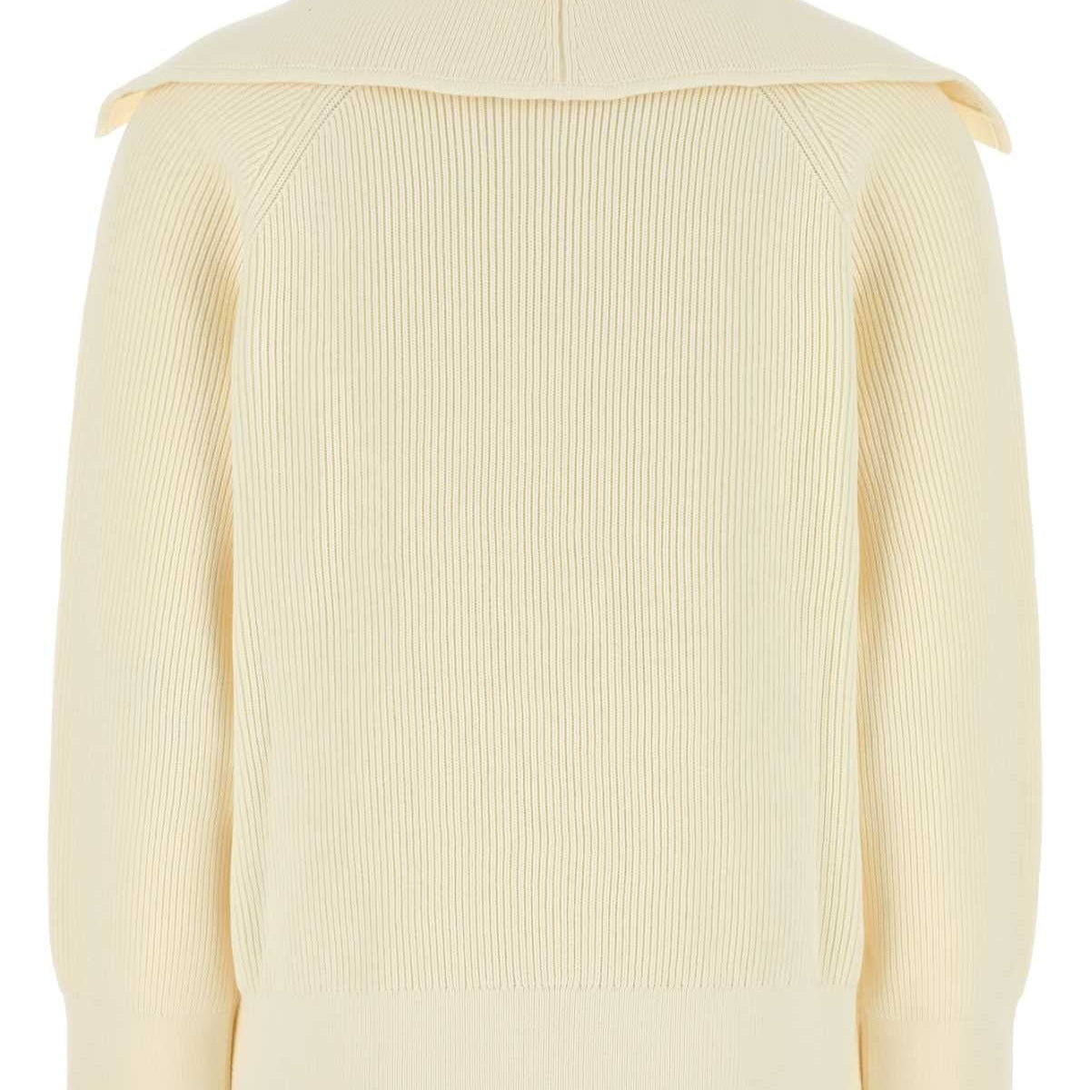Bottega Veneta Women Cream Stretch Cotton Blend Cardigan
