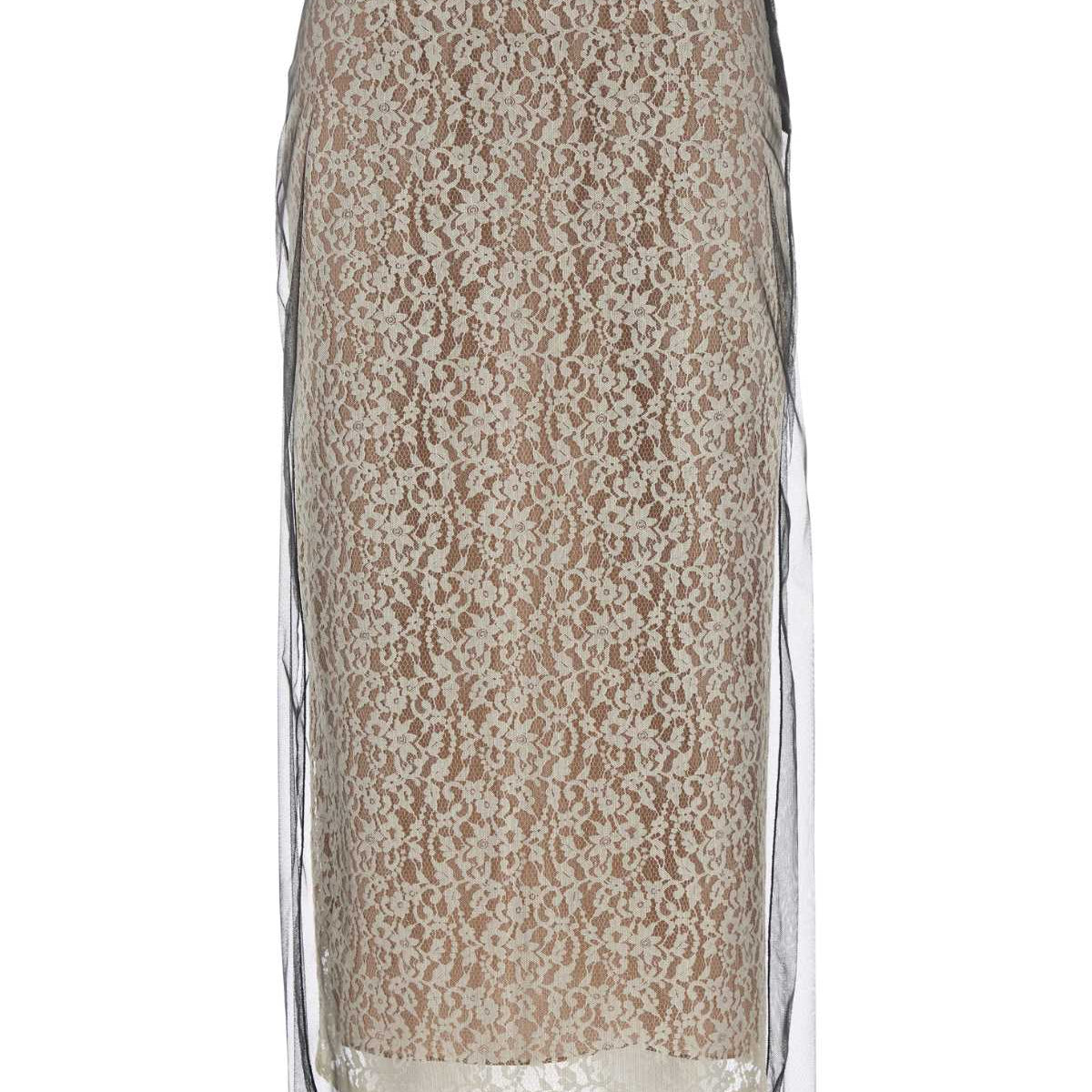 Fendi Women Black Lace Skirt