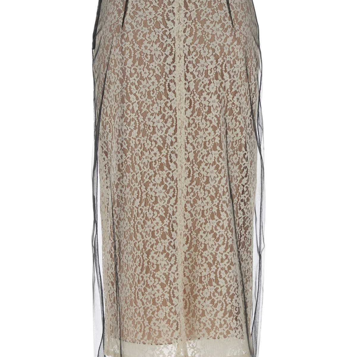 Fendi Women Black Lace Skirt