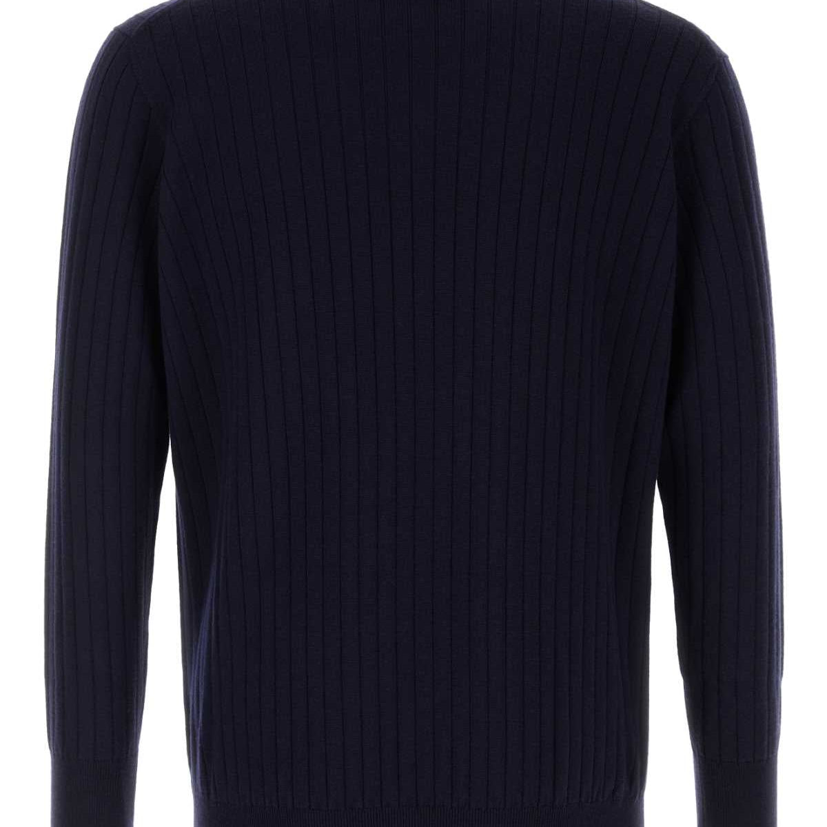 Bottega Veneta Men Dark Blue Wool Sweater