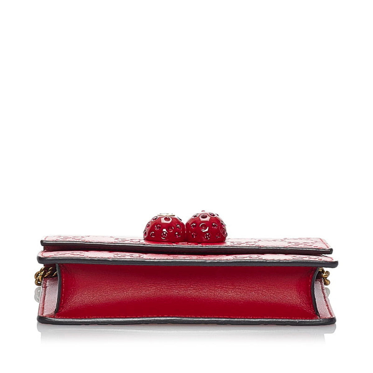 Gucci Shima Cherry Motif Chain Shoulder Bag 481291 Red Leather Ladies GUCCI