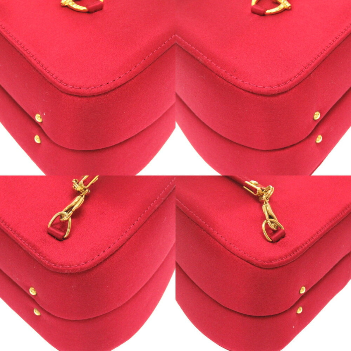 Gucci Satin Red Horsebit Rhinestone