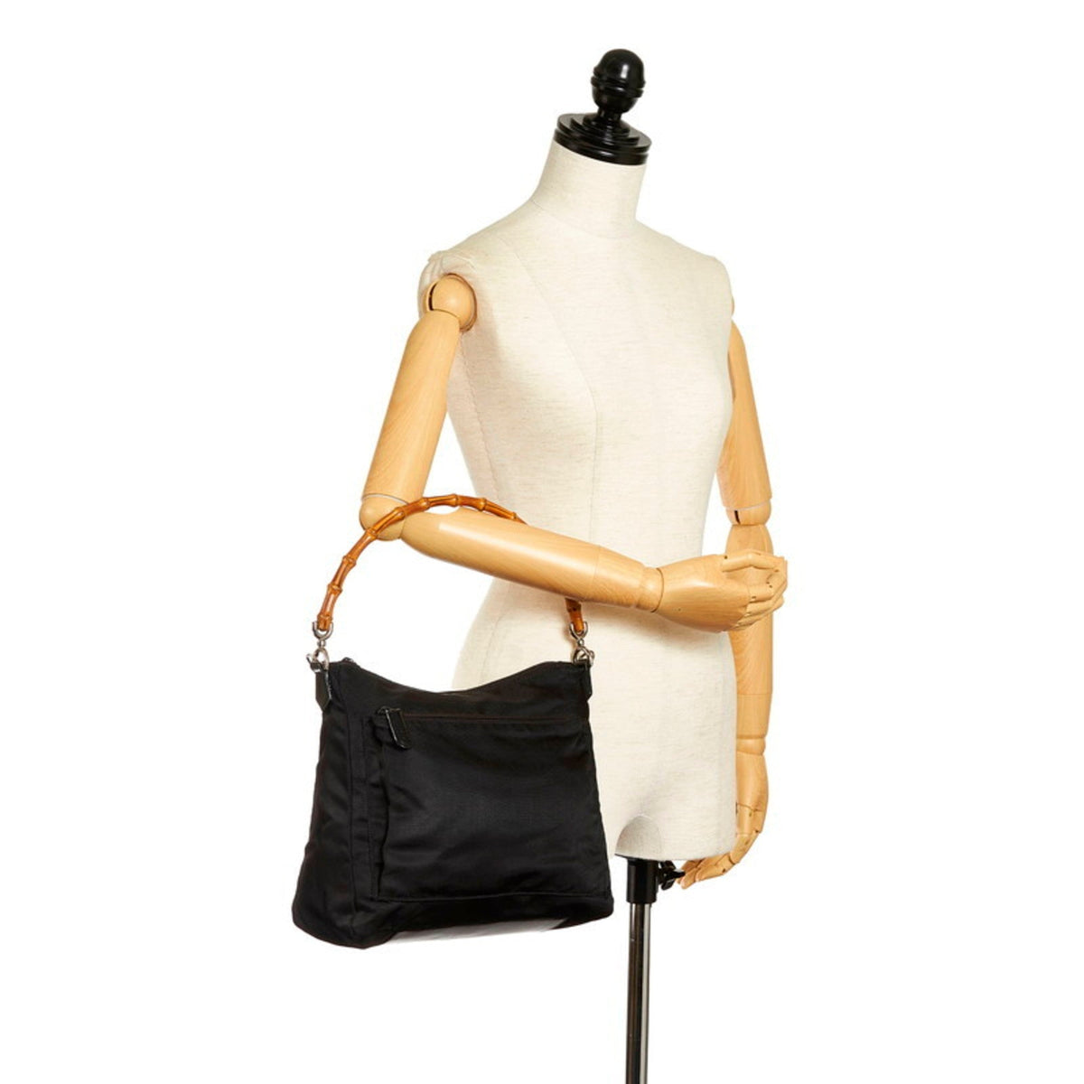 Gucci Bamboo One Shoulder Bag 000 0509 Black Nylon Leather Ladies GUCCI