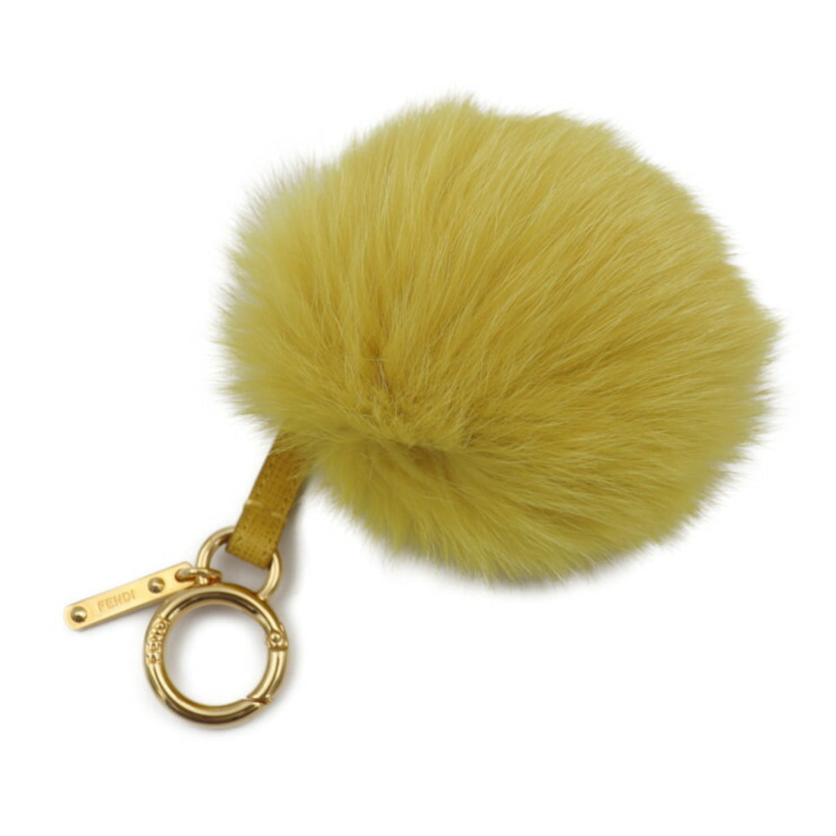 Top Quality Fendi Other Accessories Fox Fur Yellow Gold Hardware Pompom Bag Charm Key Ring