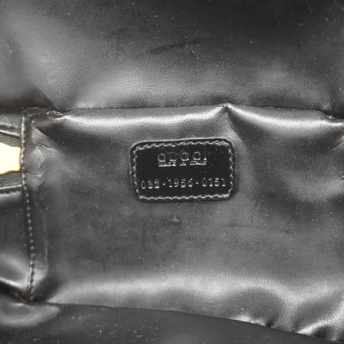 Gucci Vanity Bag Bamboo 032 1956 0151 Leather Black Gold Metal