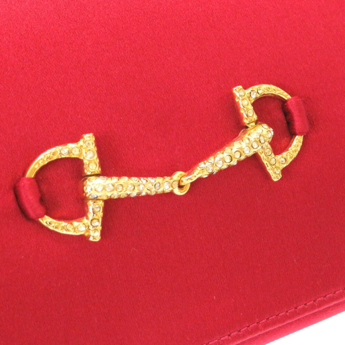 Gucci Satin Red Horsebit Rhinestone