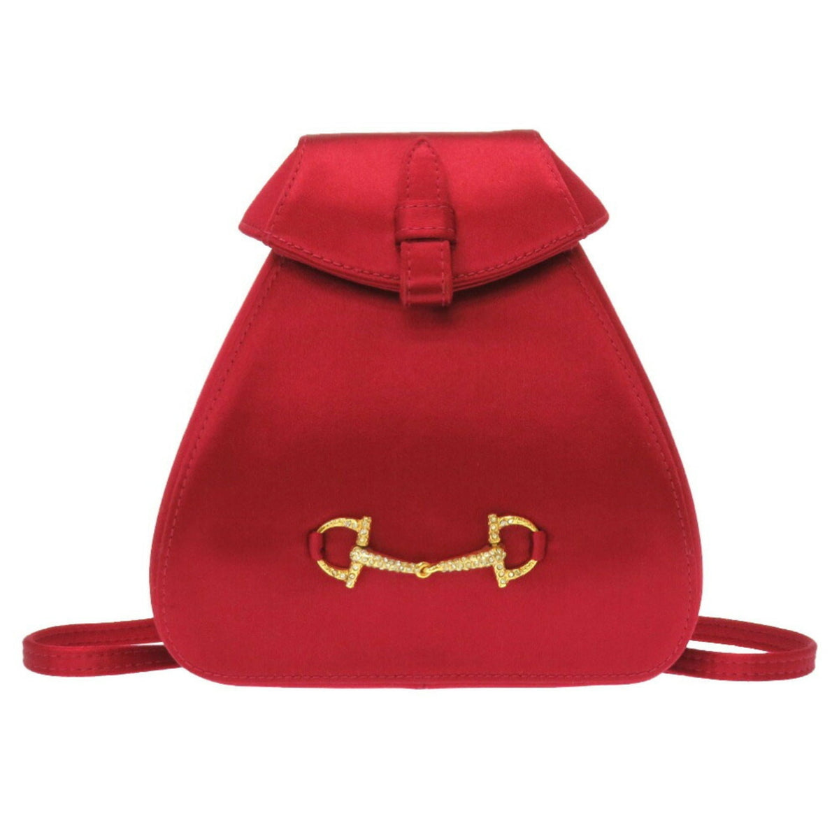 Gucci Satin Red Horsebit Rhinestone