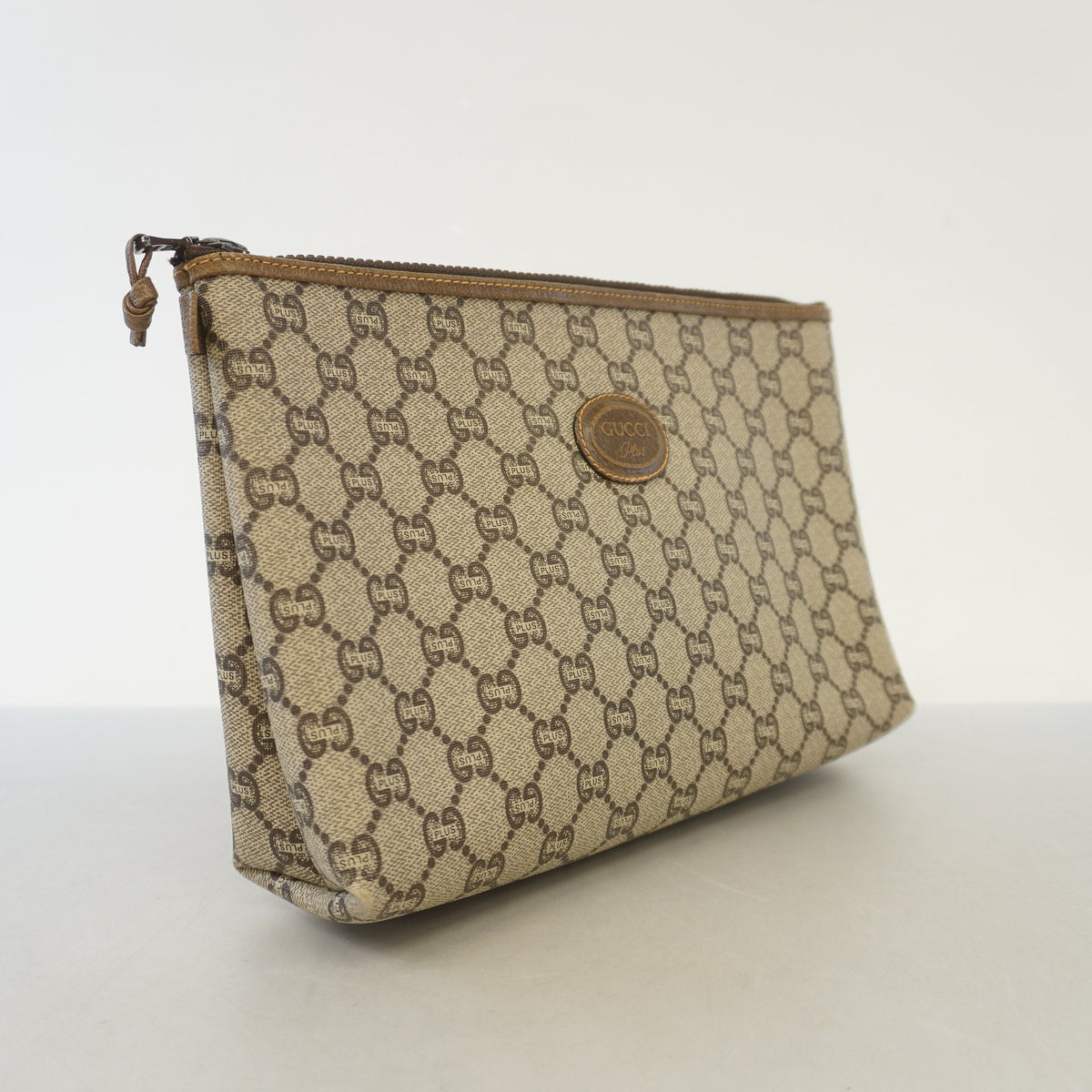 Gucci Clutch Bag GG Plus Beige Unisex