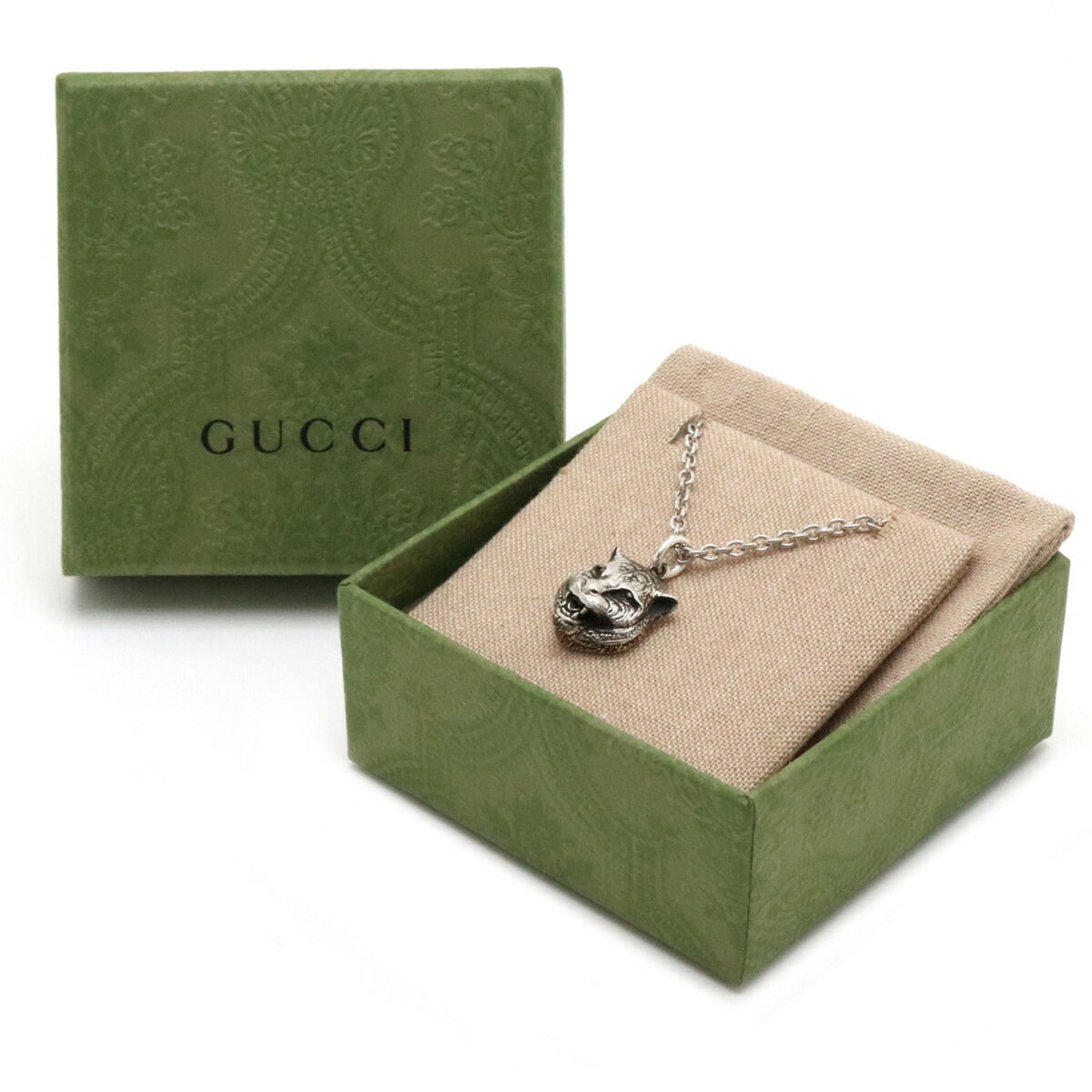 Gucci cat head necklace pendant animal motif SV925 Ag925 silver 433608