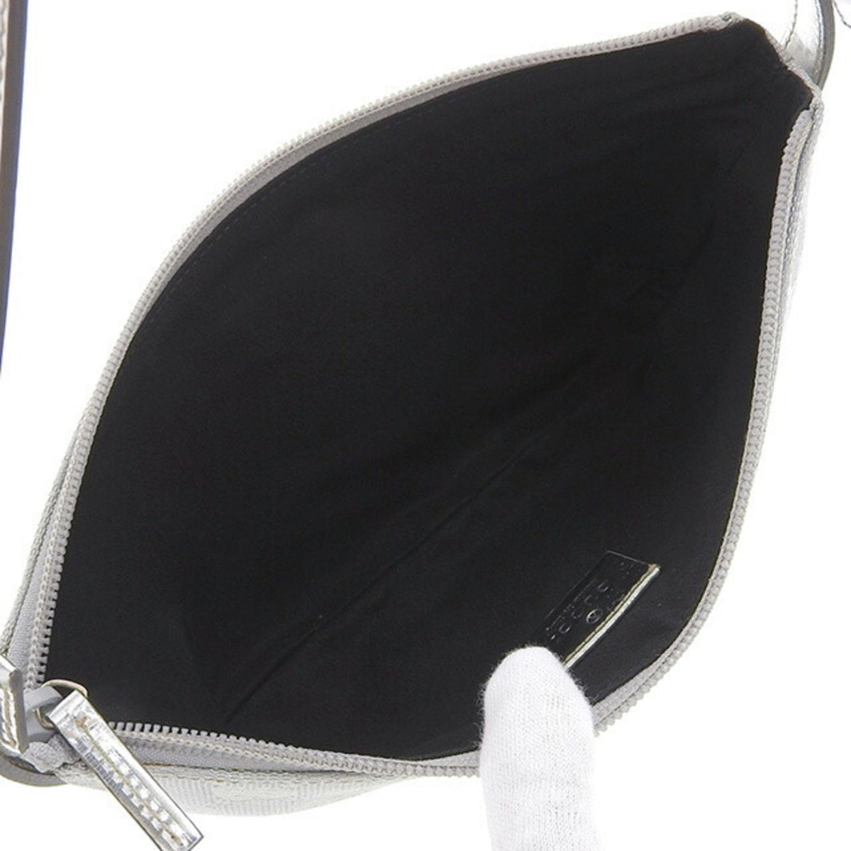 Gucci Bag Ladies Handbag Canvas GG Hand Pouch Silver 190393 Invited