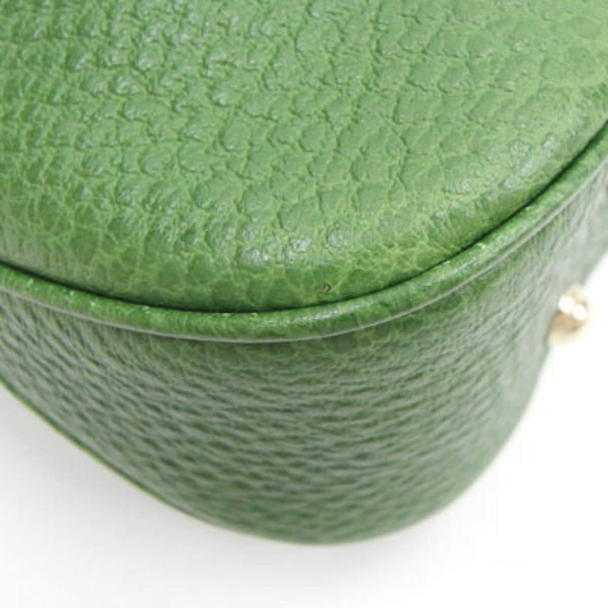 Gucci One Shoulder Bag Bamboo 137378 Green Leather Women's Handbag Studs GUCCI