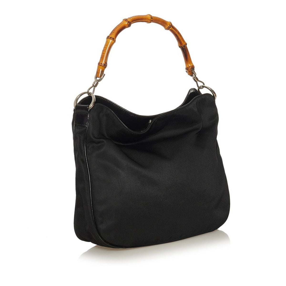 Gucci bamboo handbag shoulder bag 001 1781 1638 black nylon leather ladies GUCCI