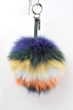 Top quality Fendi Fox Fur Calf Leather Keychain Bag Charm