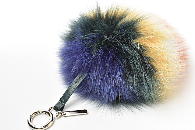 Top quality Fendi Fox Fur Calf Leather Keychain Bag Charm
